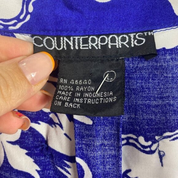 CounterParts Hawaiian Blue Floral Short Sleeve Top Size Large - Picture 4 of 9